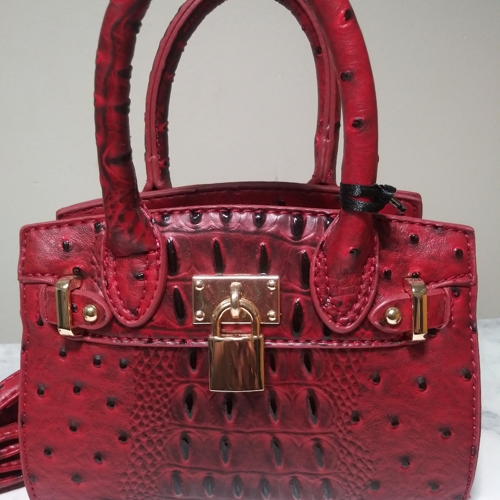 Red mini vegan leather bag